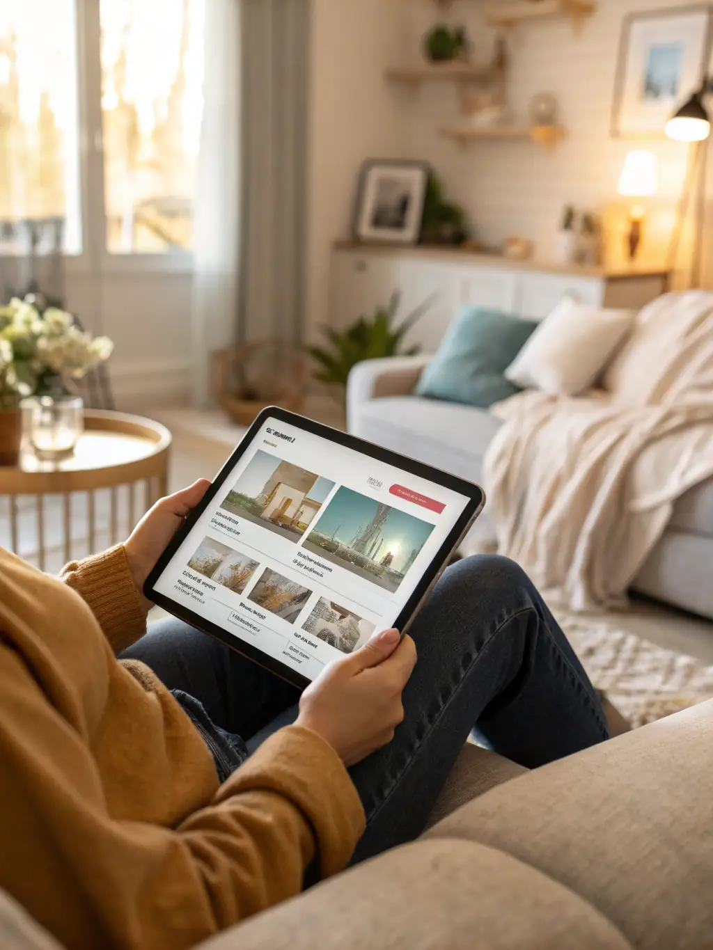 A homeowner reviewing offers on a tablet, illustrating the control and transparency EverHome provides in managing offers.